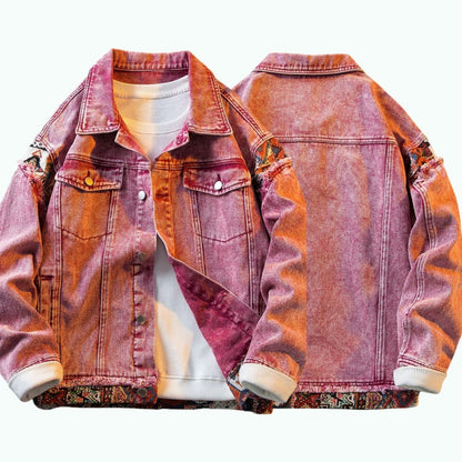 Ethnic-style denim jacket D0297