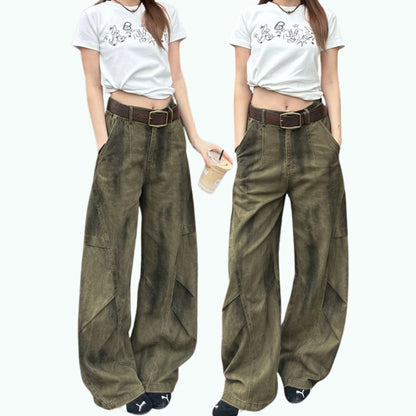 Distressed wide-leg pants D0273