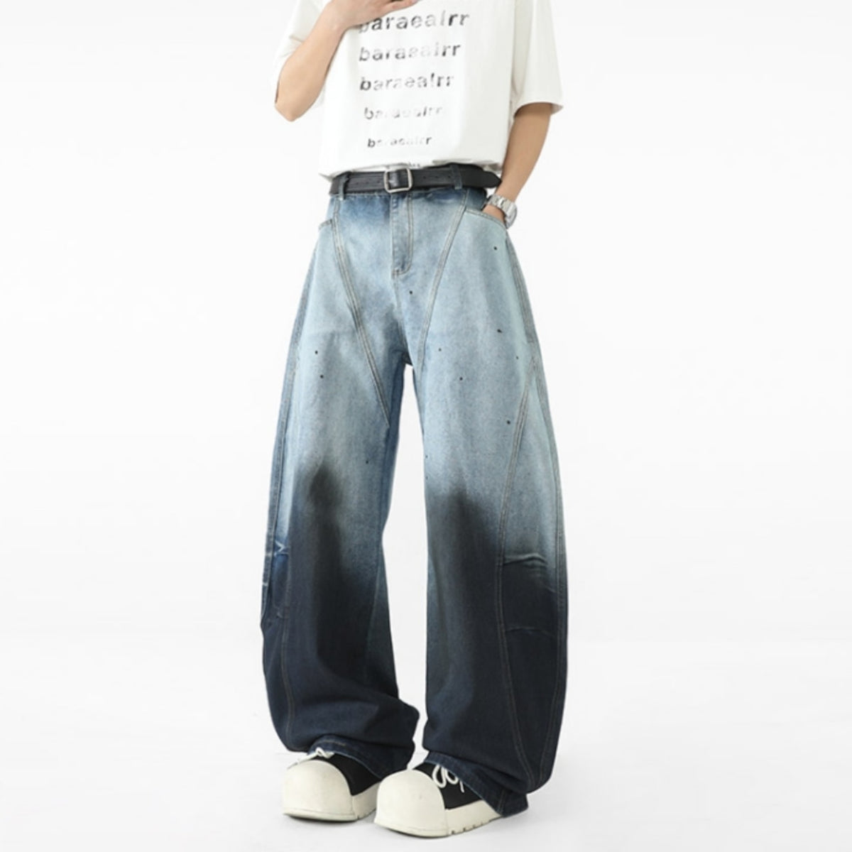 Gradient-wash denim jeans D0301