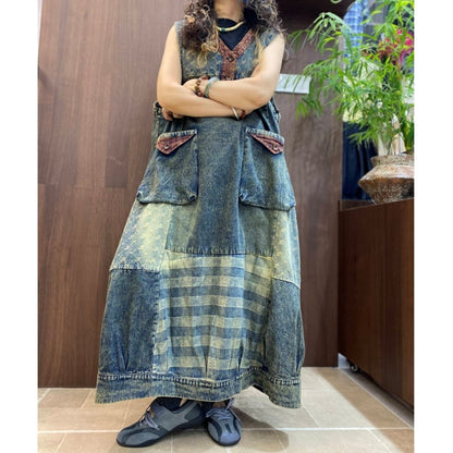 Sleeveless denim dress D0306