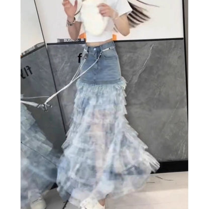 Tulle & Denim Skirt D0315
