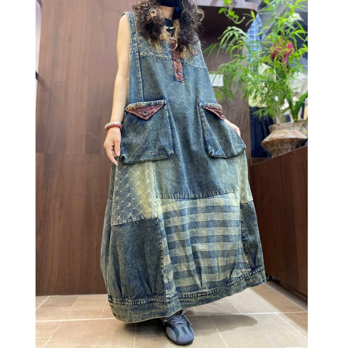 Sleeveless denim dress D0306