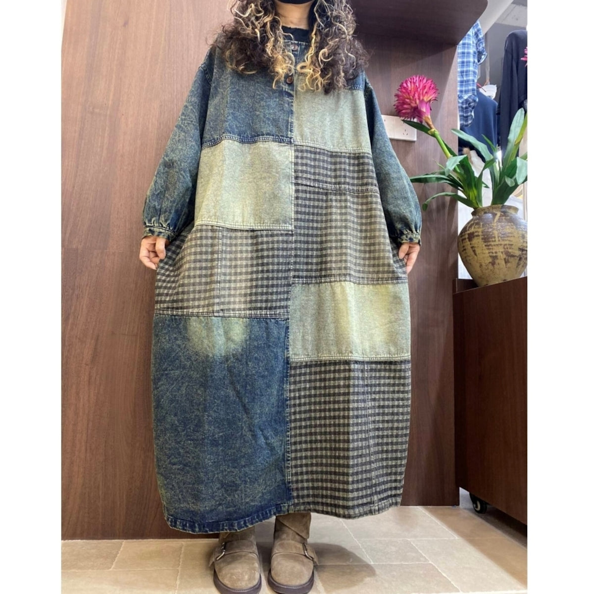 Retro Patchwork Denim Dress D0303