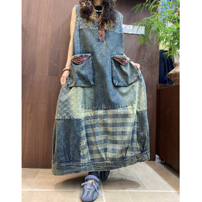 Sleeveless denim dress D0306
