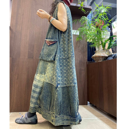 Sleeveless denim dress D0306