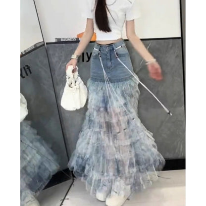 Tulle & Denim Skirt D0315