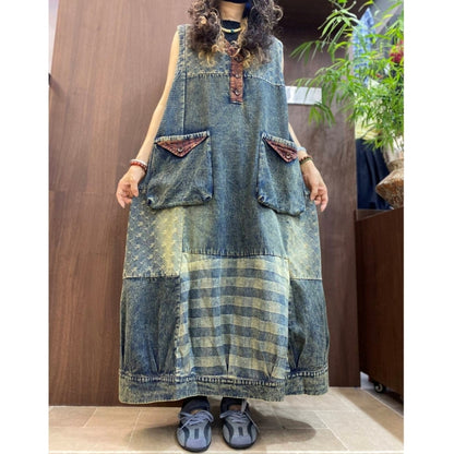 Sleeveless denim dress D0306