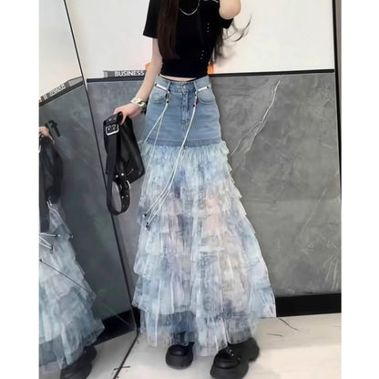 Tulle & Denim Skirt D0315