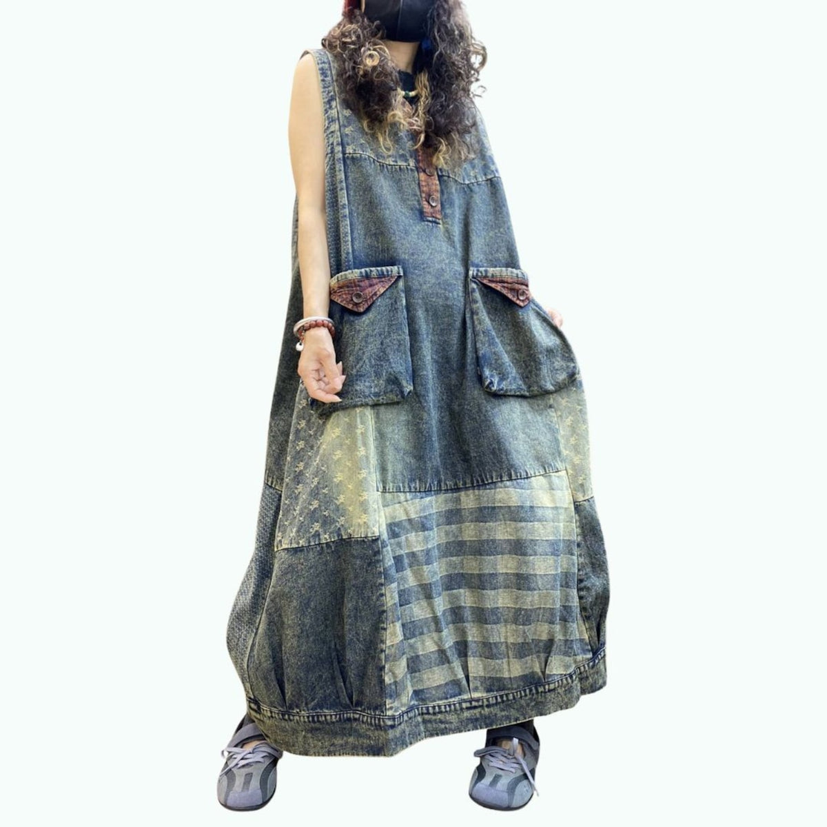 Sleeveless denim dress D0306
