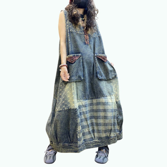 Sleeveless denim dress D0306