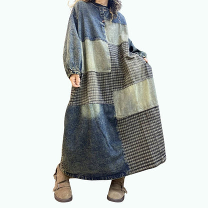 Retro Patchwork Denim Dress D0303