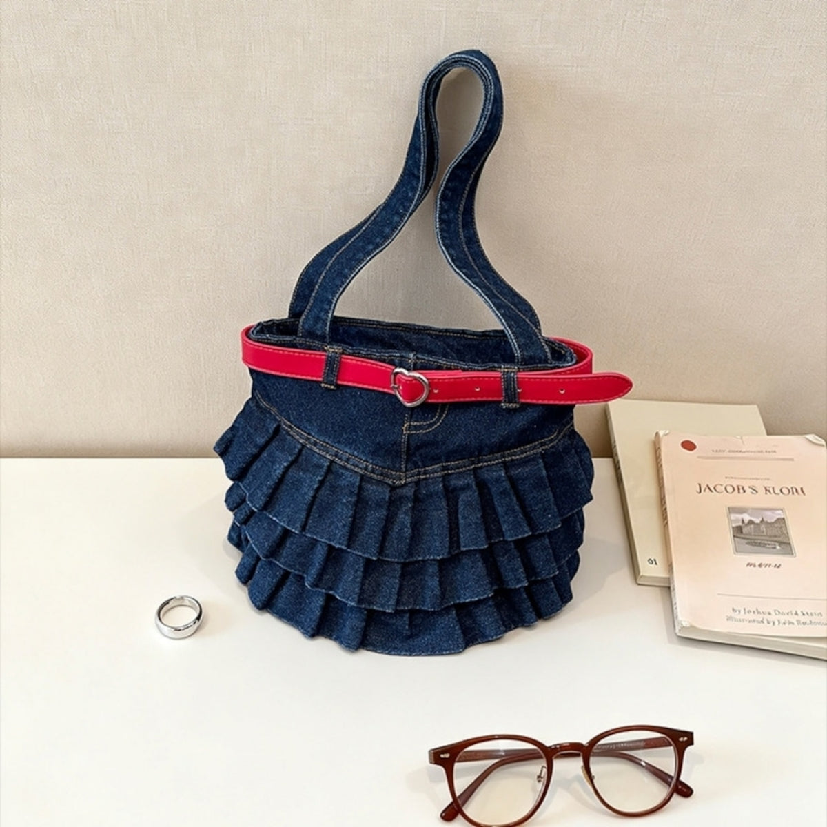 Pleated Denim Bag D0332