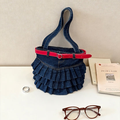 Pleated Denim Bag D0332