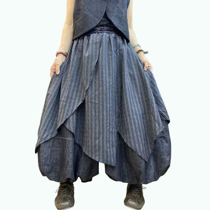 Layered-design voluminous pants D0324