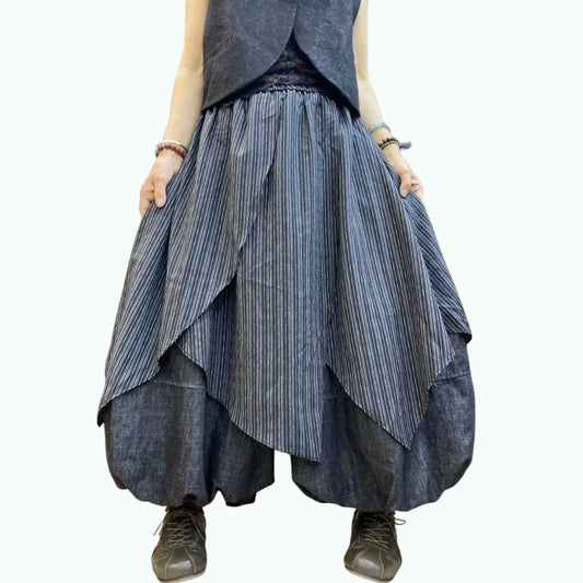 Layered-design voluminous pants D0324