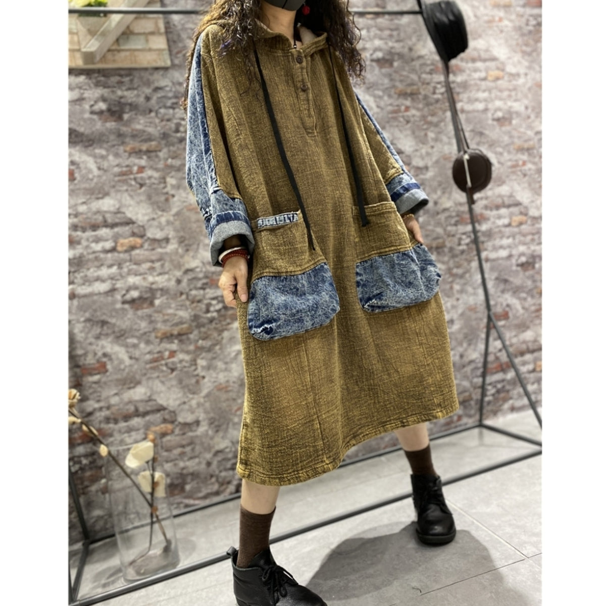Hooded denim dress D0320