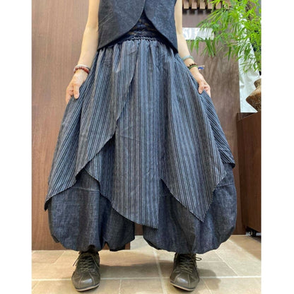 Layered-design voluminous pants D0324