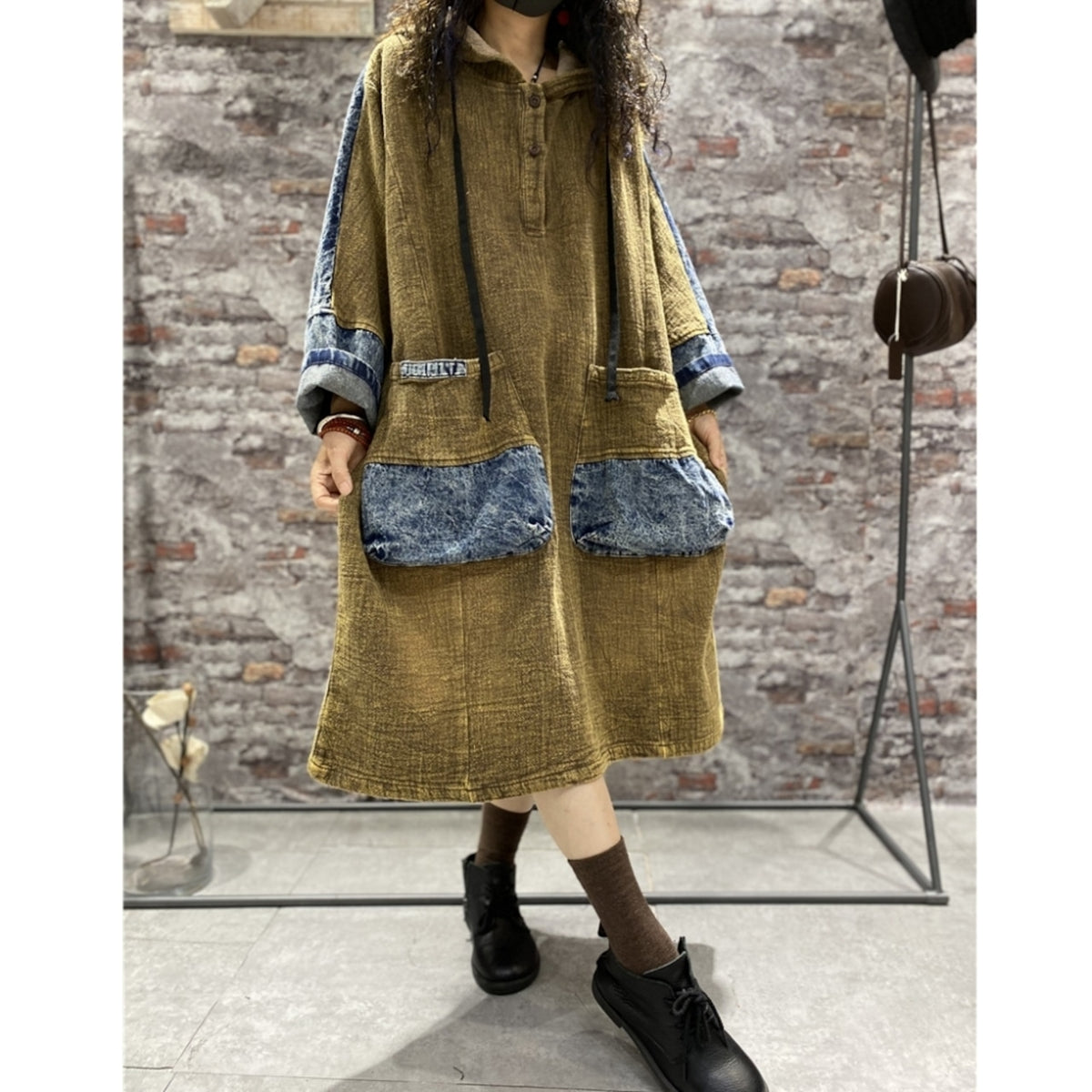 Hooded denim dress D0320