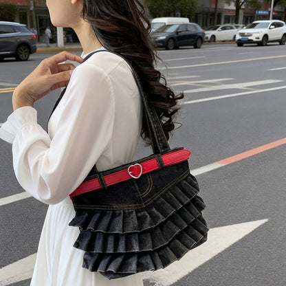 Pleated Denim Bag D0332