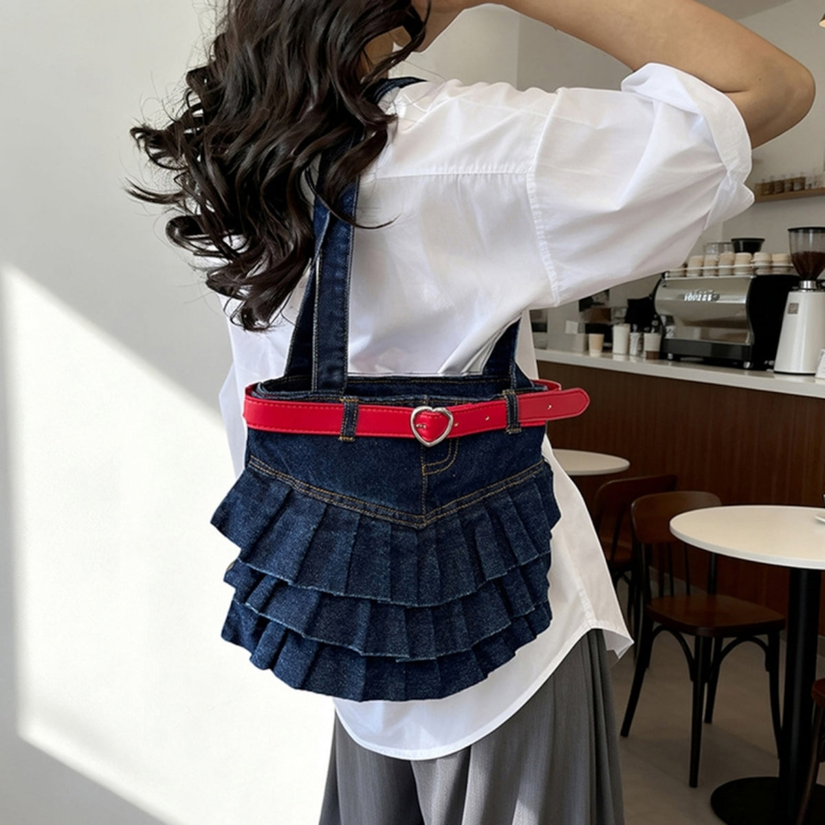 Pleated Denim Bag D0332