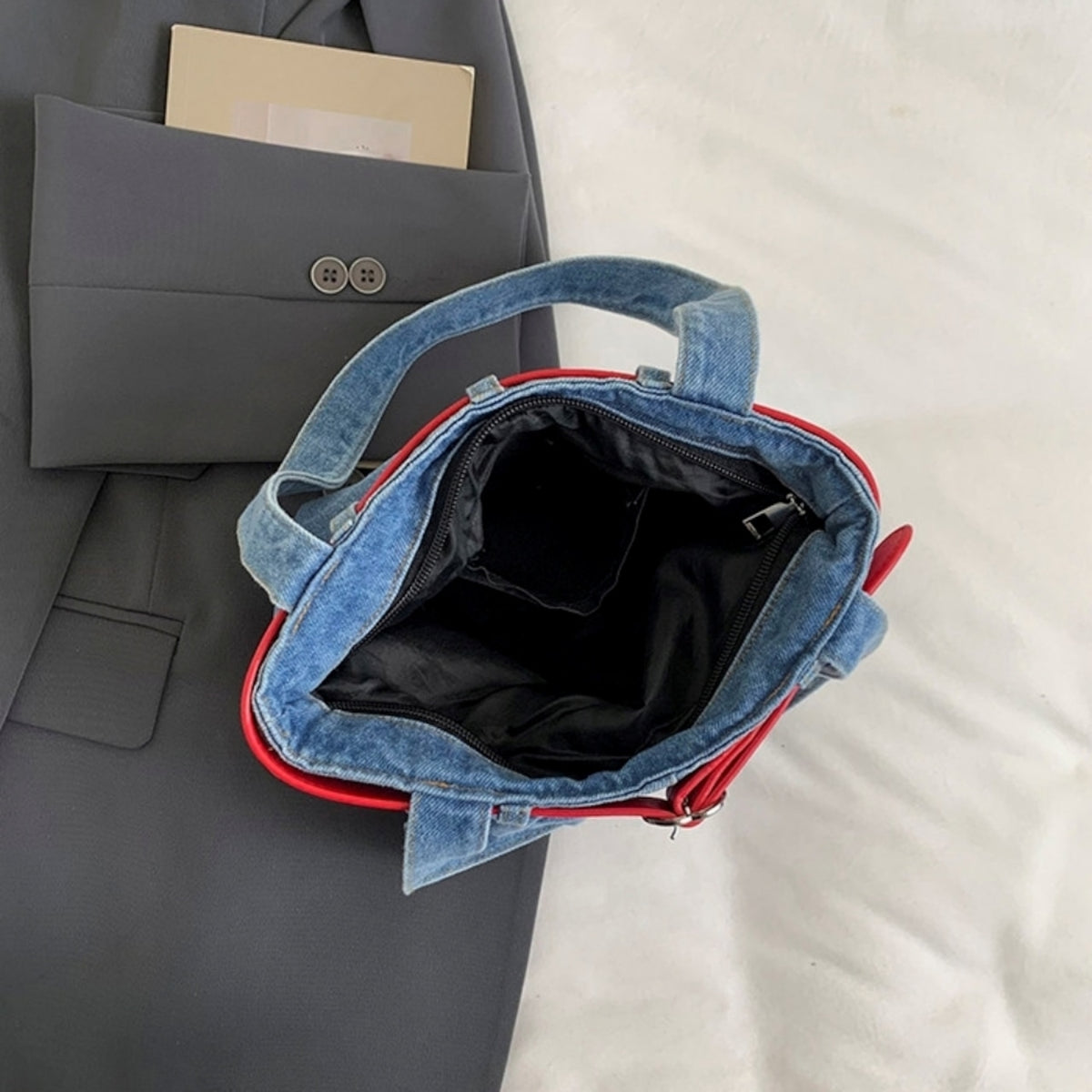 Pleated Denim Bag D0332