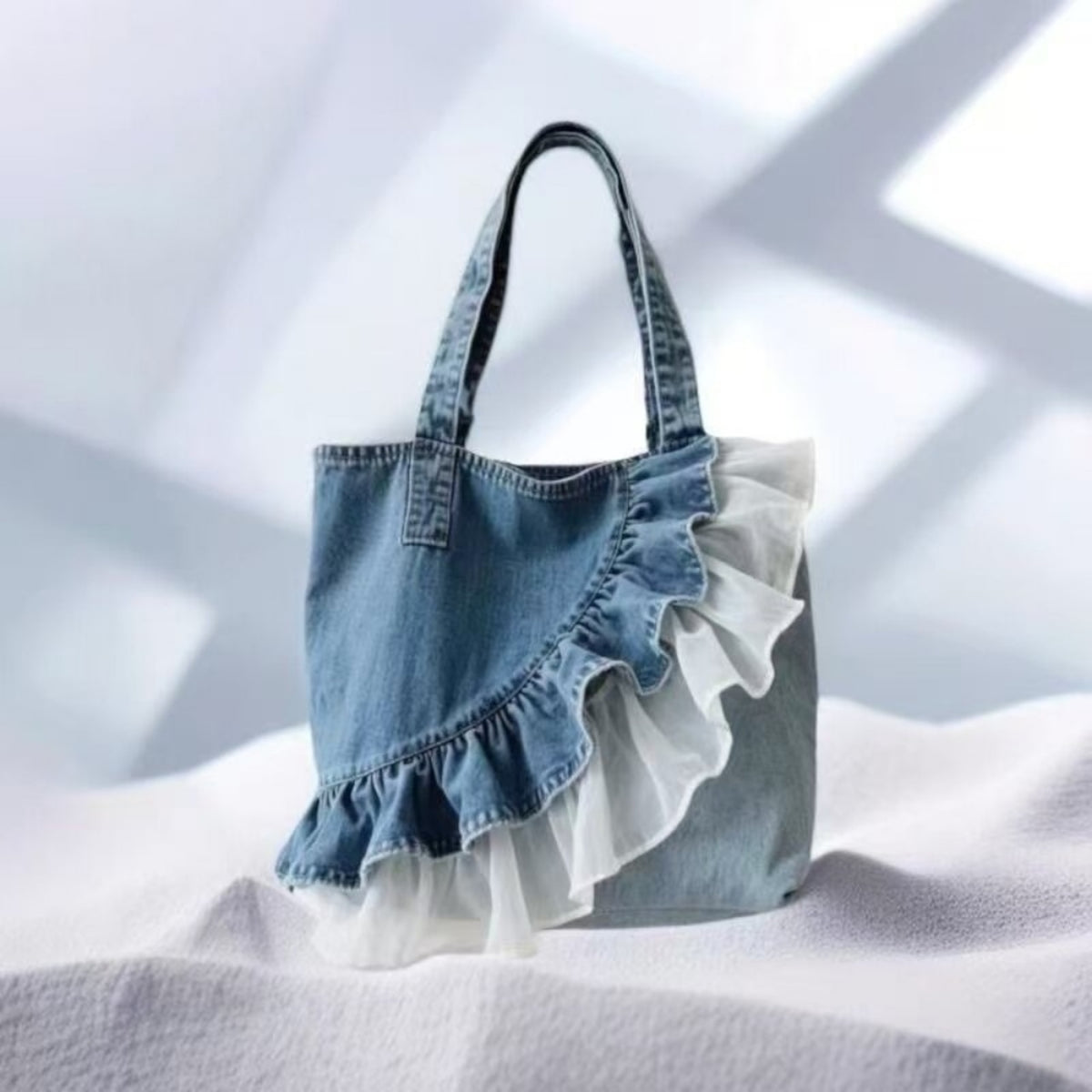 Denim Ruffle Bag D0331