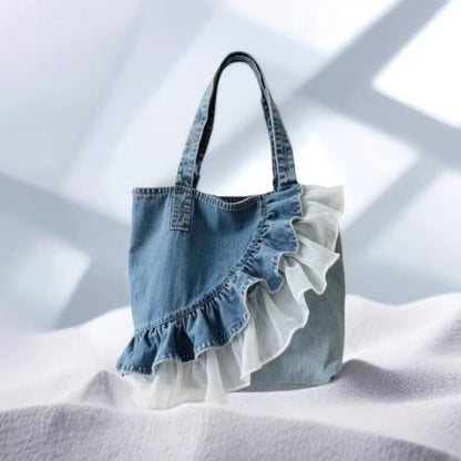 Denim Ruffle Bag D0331