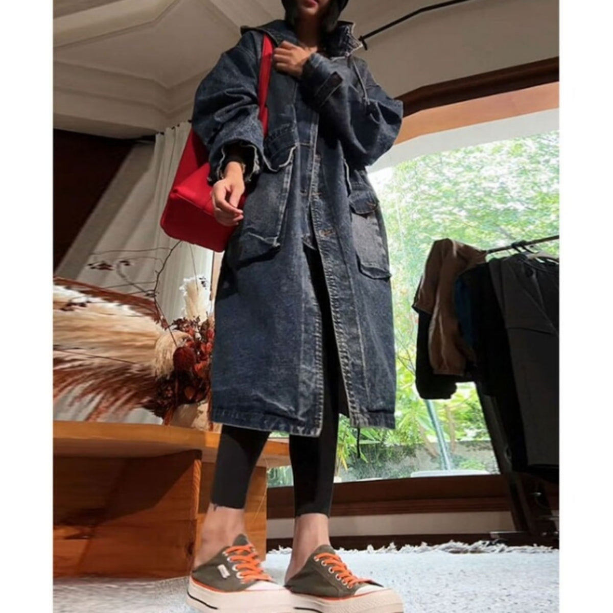 Hooded denim coat D0317