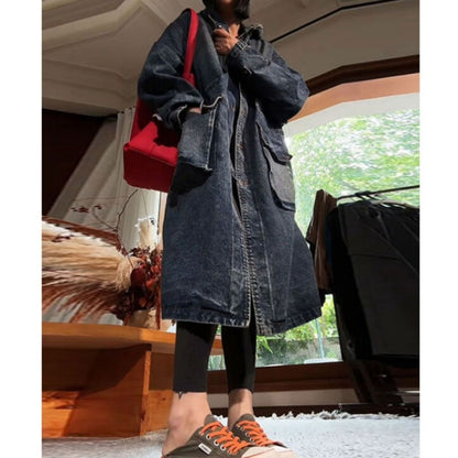 Hooded denim coat D0317