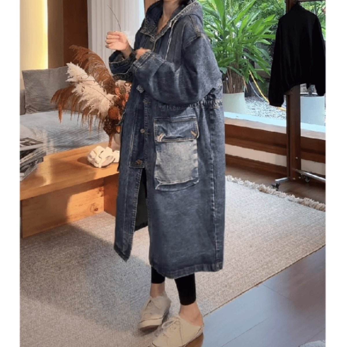 Hooded denim coat D0317
