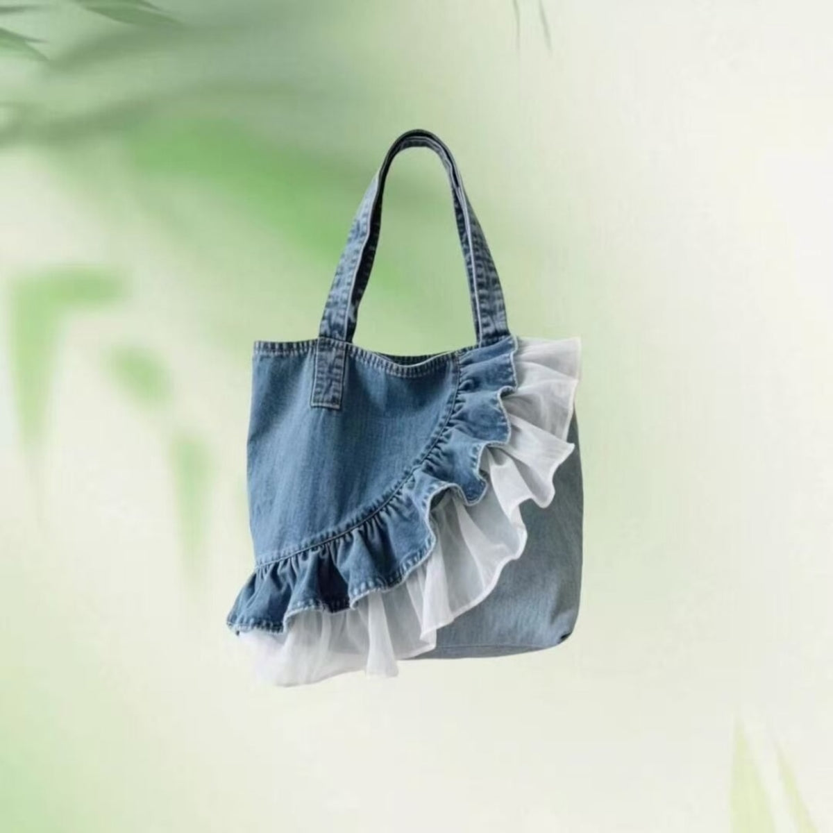 Denim Ruffle Bag D0331