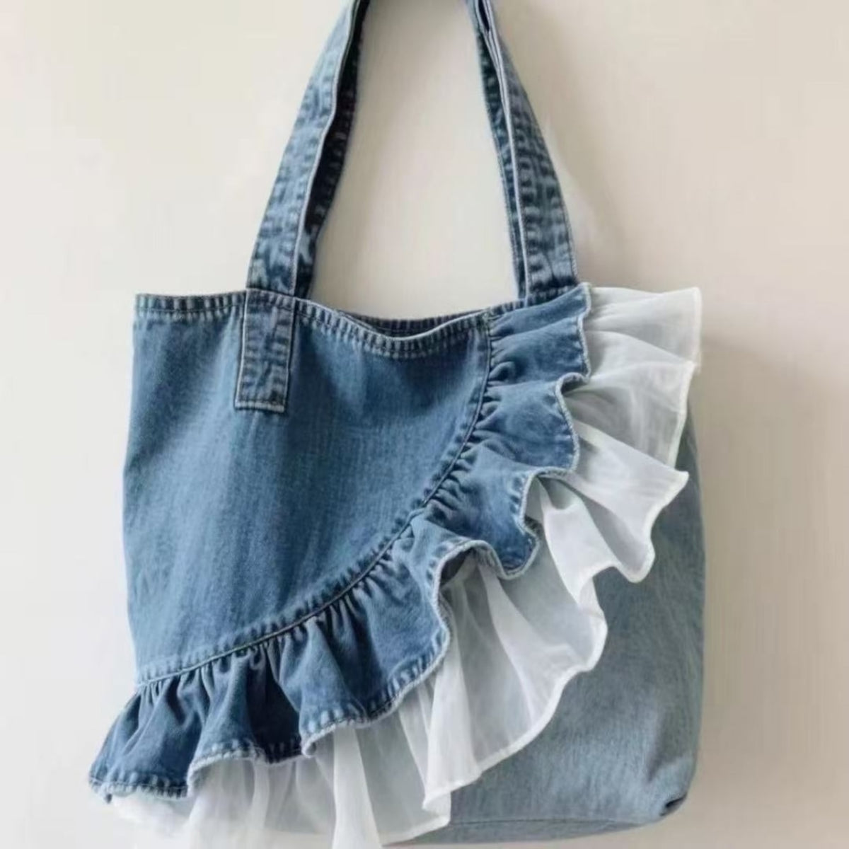 Denim Ruffle Bag D0331
