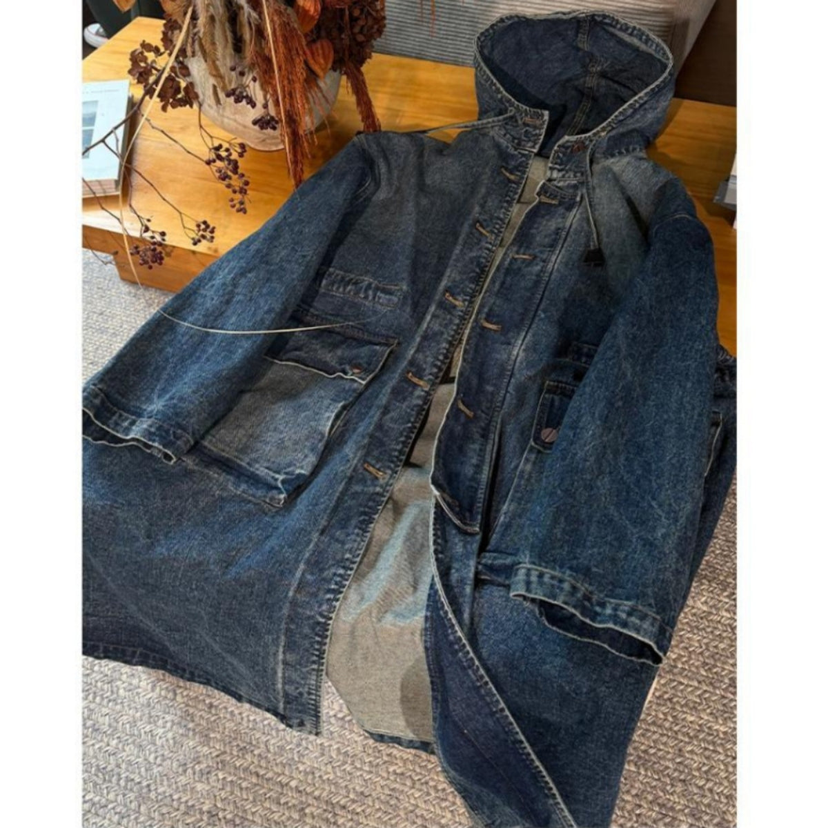 Hooded denim coat D0317
