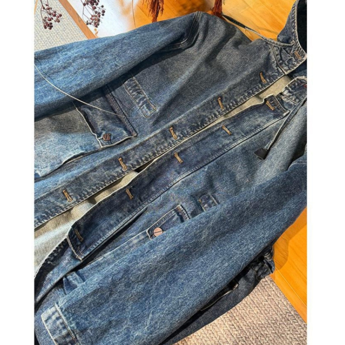 Hooded denim coat D0317