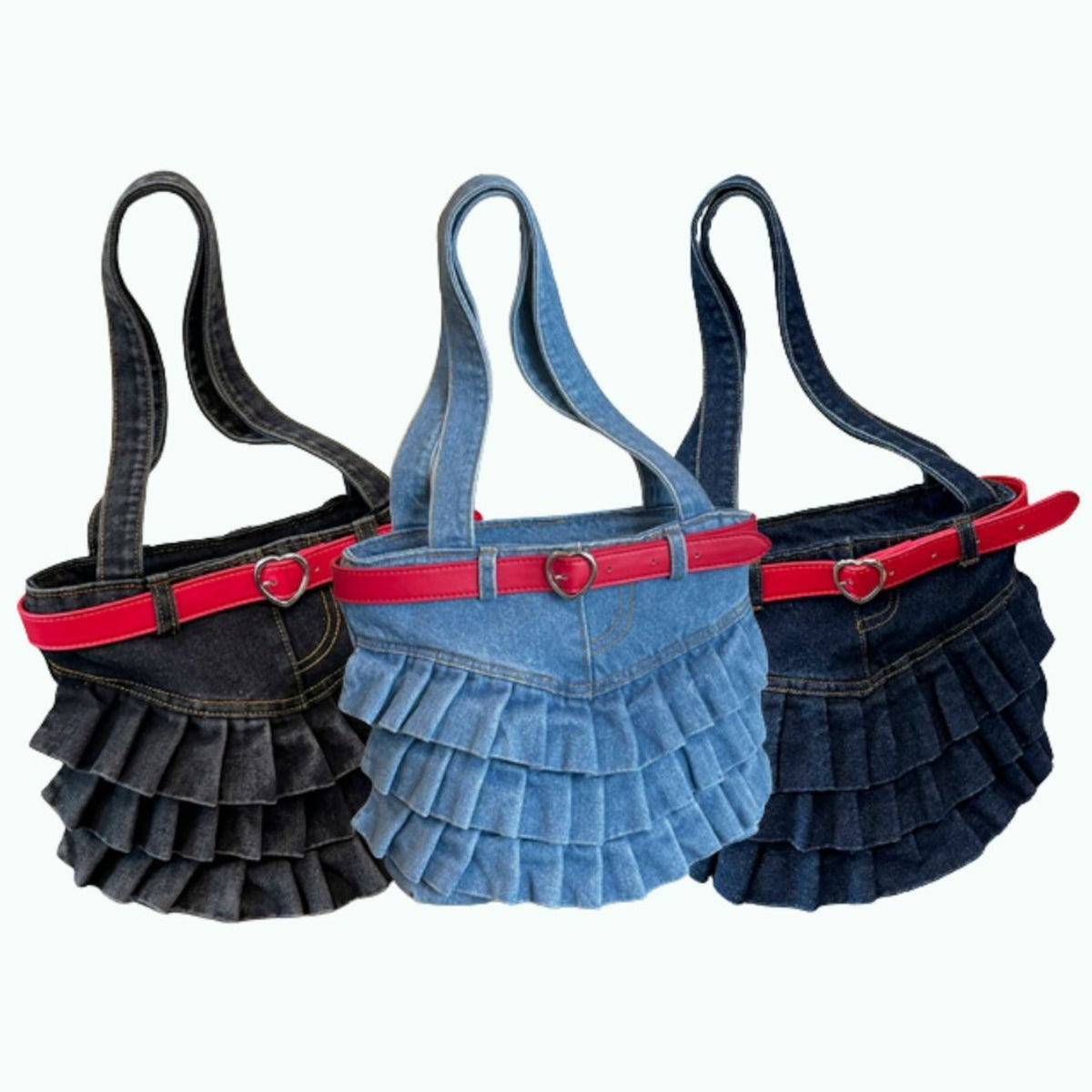 Pleated Denim Bag D0332