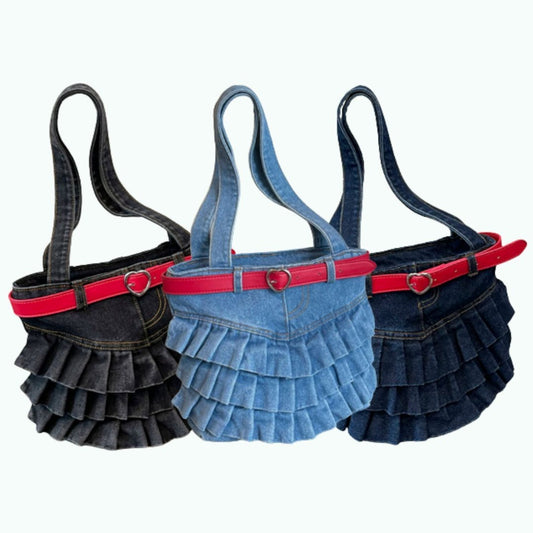 Pleated Denim Bag D0332
