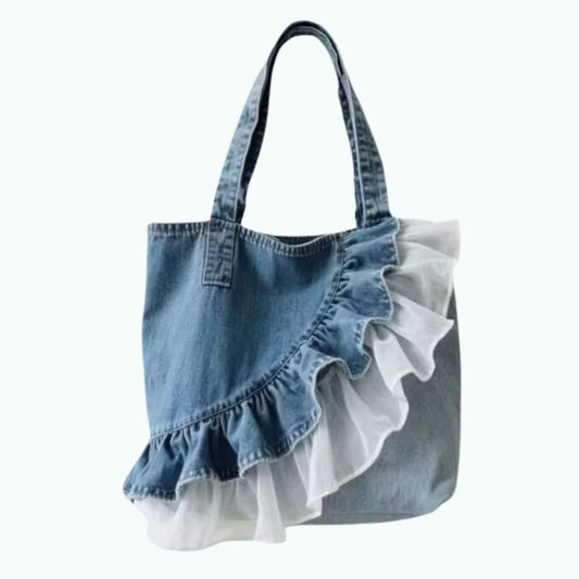 Denim Ruffle Bag D0331