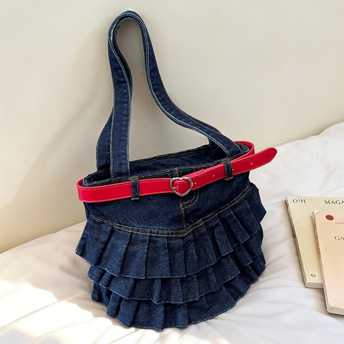 Pleated Denim Bag D0332
