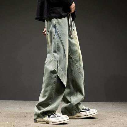 Wide-leg straight-cut denim jeans D0312
