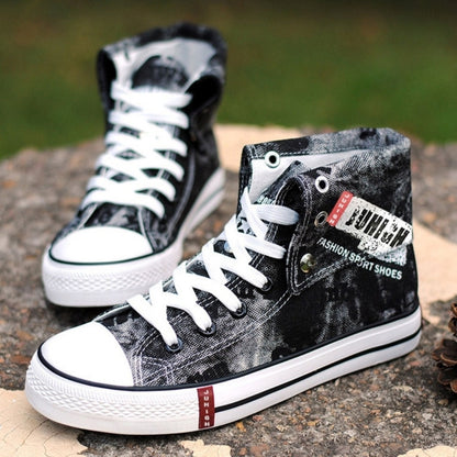 High-top denim sneakers D0339