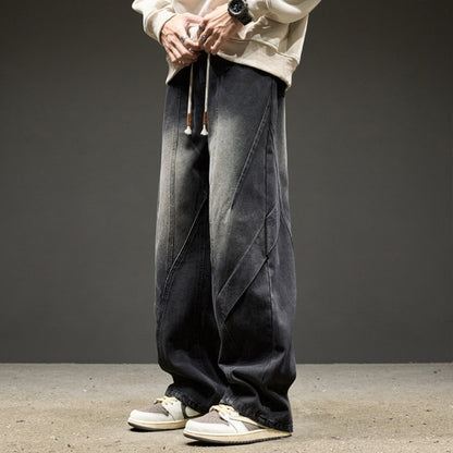 Wide-leg straight-cut denim jeans D0312