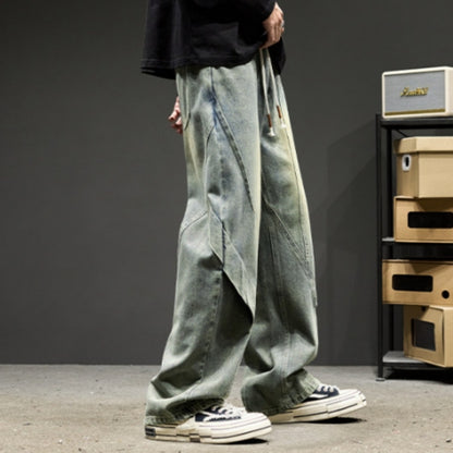 Wide-leg straight-cut denim jeans D0312