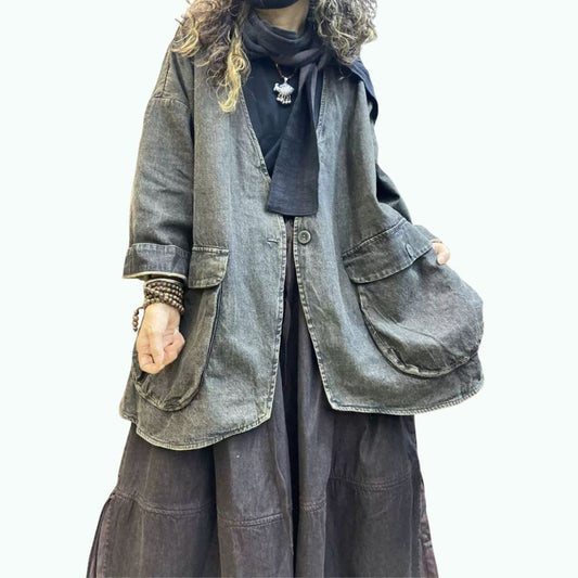 Loose-fit denim jacket D0321