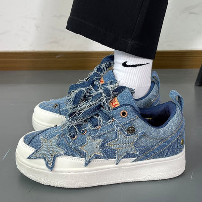 Star-motif denim sneakers D0340