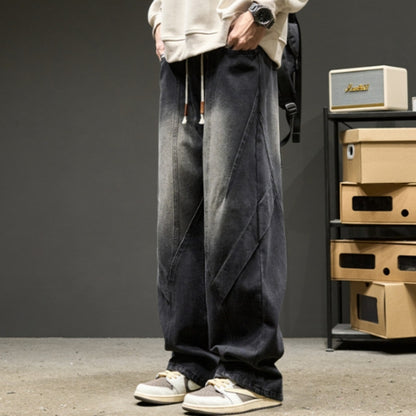 Wide-leg straight-cut denim jeans D0312