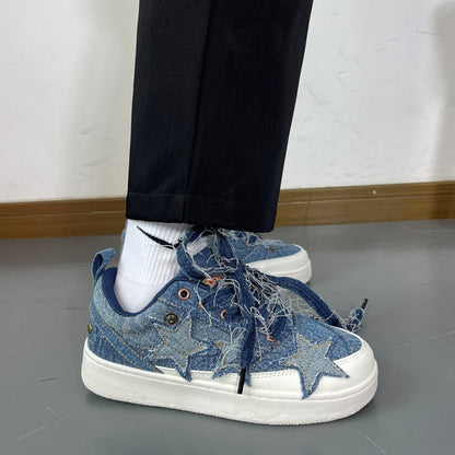 Star-motif denim sneakers D0340