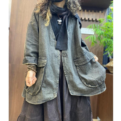 Loose-fit denim jacket D0321
