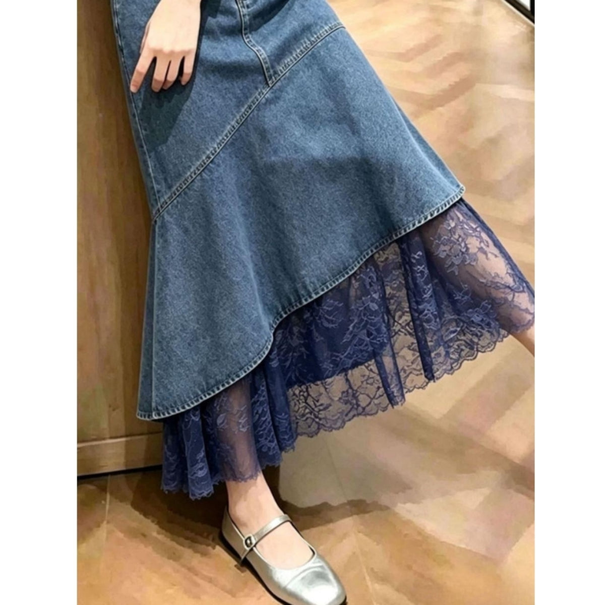Fishtail denim skirt D0325