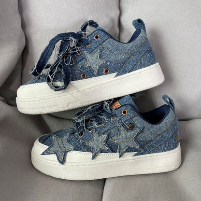 Star-motif denim sneakers D0340