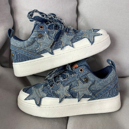 Star-motif denim sneakers D0340